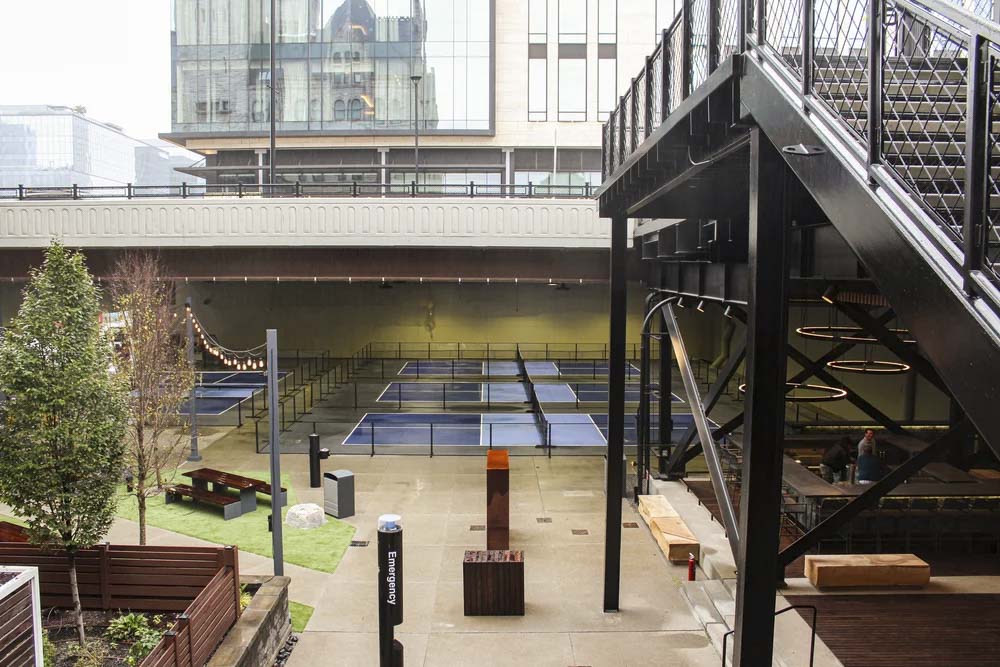 pickleball courts at Dinkville Under Broad in Nashville, TN