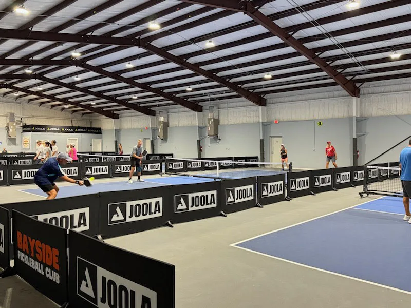 indoor playing area at Bayside Pickleball Club in Santa Rosa Beach, FL