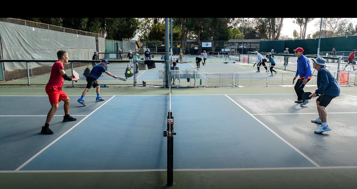 Pickleball courts at Mitchell Park in San Francisco, California