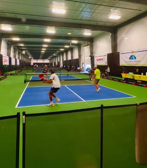 Indoor pickleball courts at The Wicked Pickle in South Portland, ME