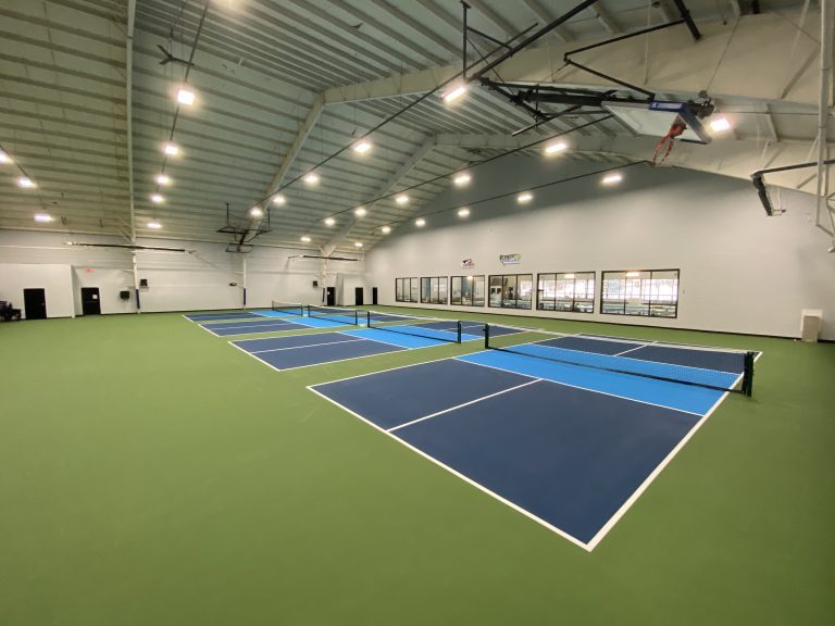 Indoor pickleball courts at The EDGE Sports & Fitness in South Burlington, VT