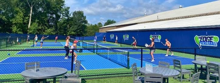 Outdoor pickleball courts at The EDGE Sports & Fitness in South Burlington, VT