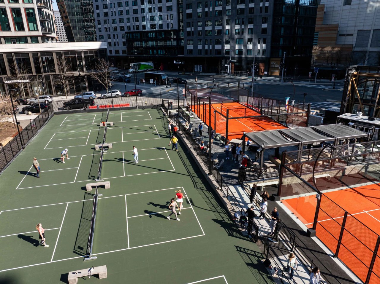 Pickleball courts at Ballers Seaport in Boston, MA