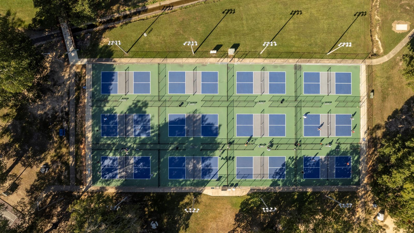 Aerial view of McKee Park Pickleball Courts in Starkville, MS