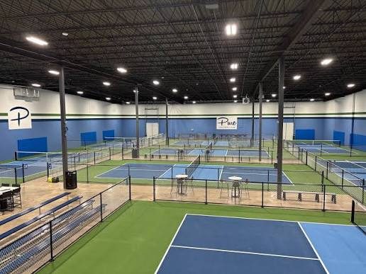 Indoor pickleball courts at Pure Pickleball Club in Plymouth, MN