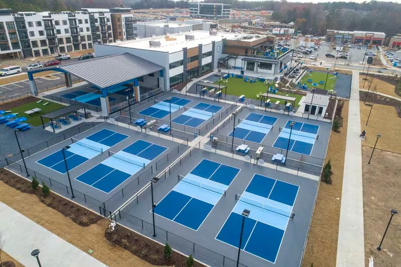 Pickleball courts at Pickle and Social in Buford, GA