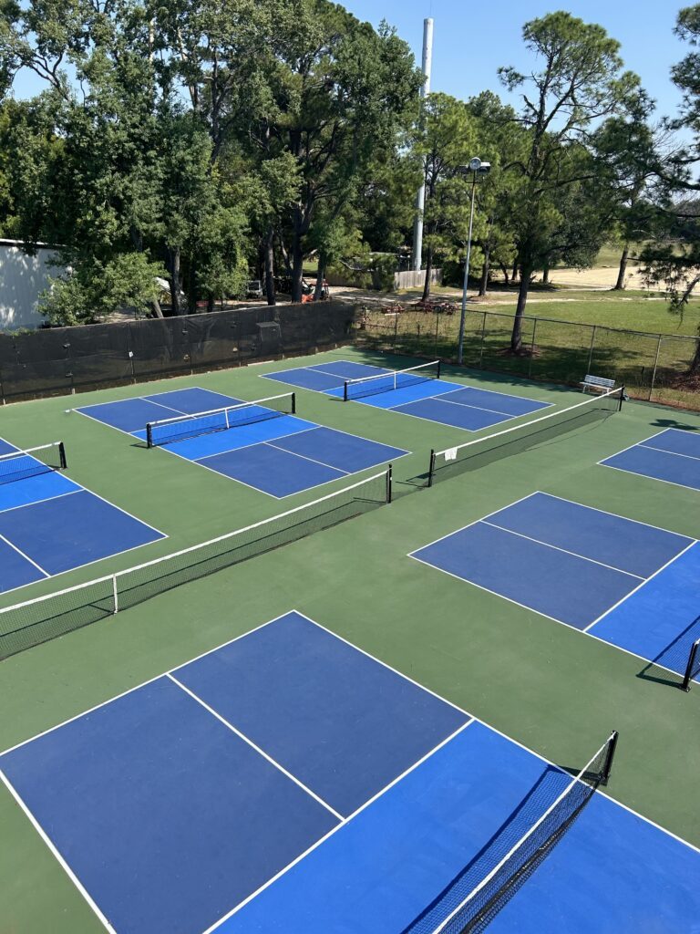 Outdoor pickleball courts at The Legacy in Baton Rouge, LA