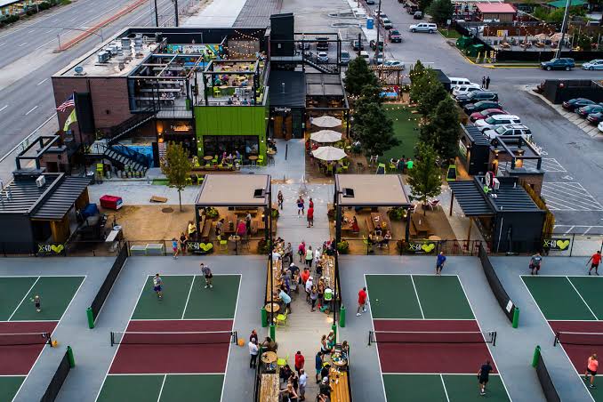 Pickleball courts at Chicken N Pickle in North Kansas City, MO