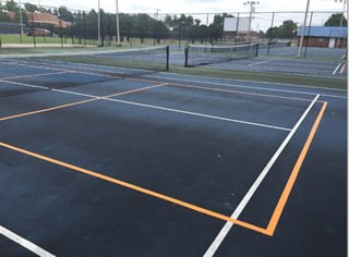Outdoor pickleball courts at Bingham Tennis Center in Lexington, NC