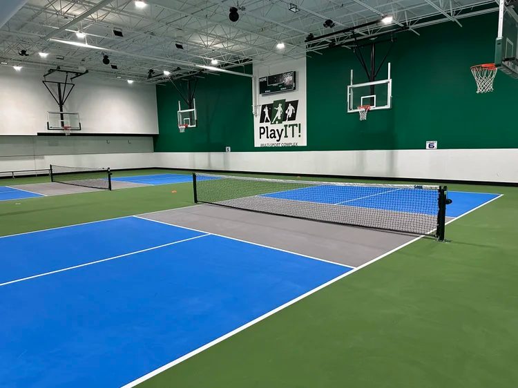Indoor pickleball courts at PlayIT! in Grand Forks, ND