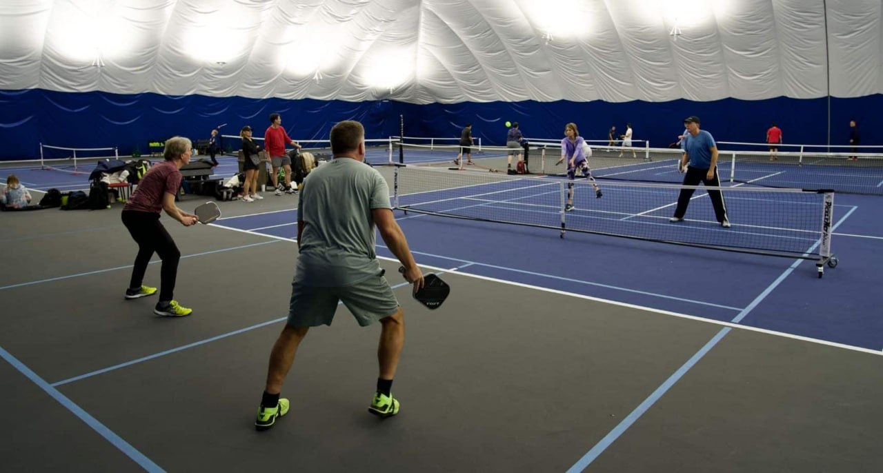 Pickleball courts at Genesis Health Club in Douglas County, Nebraska