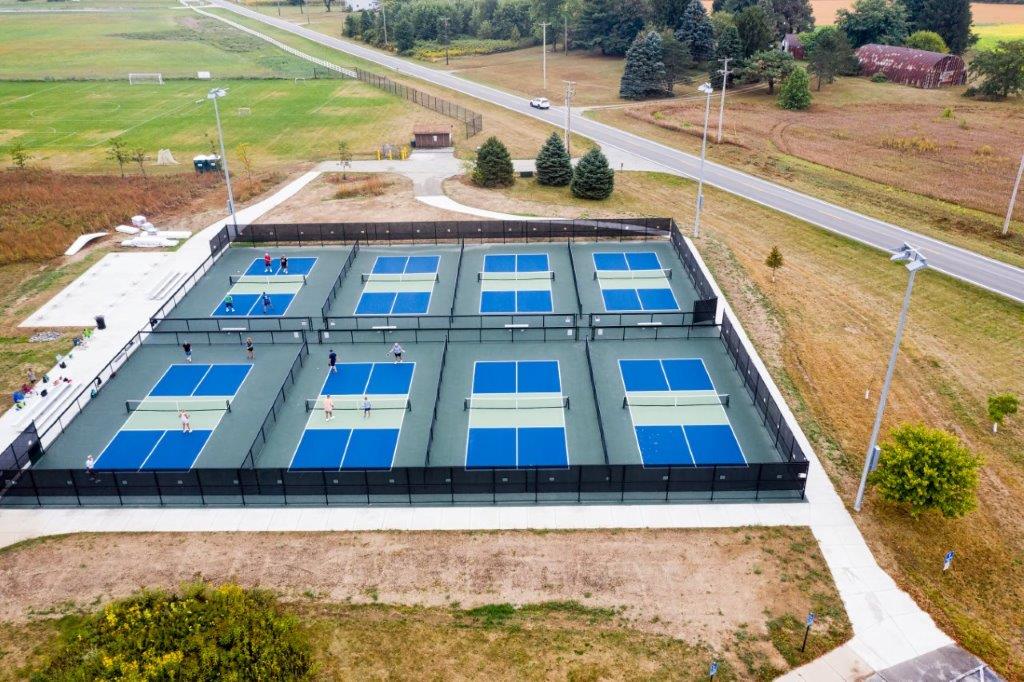 Outdoor pickleball courts at Bowling Green Community Center in Bowling Green, OH